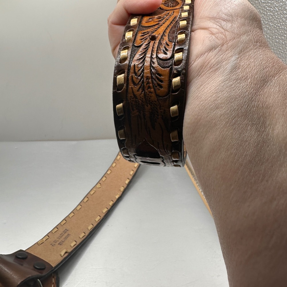 Vintage 1983 Gayle Summarell Hand Tooled Leather Belt Buckle Diana DGS Brown 34 - Picture 7 of 10